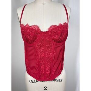 Urban Outfitters Out From Under Corset Top Large Red Lace Mesh Bustier Coquette